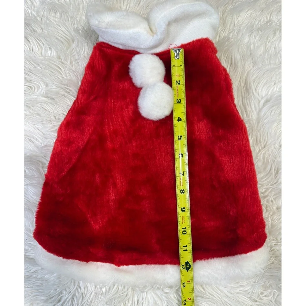 Red Faux Fur Santa Claus Holiday Pet Costume Christmas Vest Small Medium